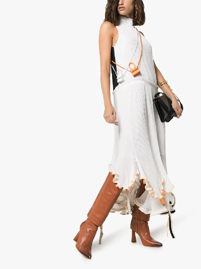 Shop Loewe Jellyfish Pleated Linen Dress In White