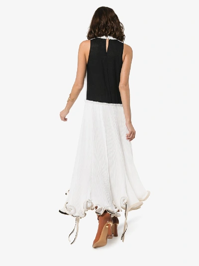 Shop Loewe Jellyfish Pleated Linen Dress In White