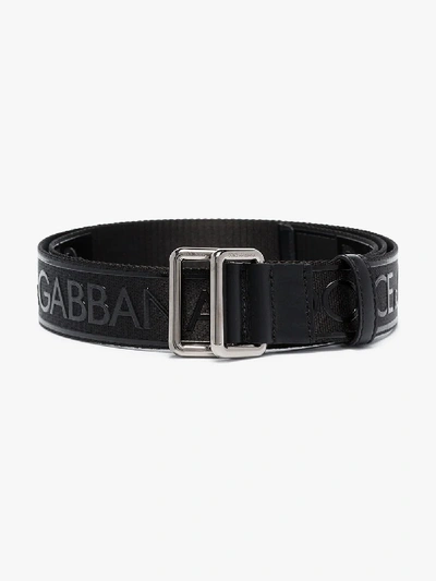 Shop Dolce & Gabbana Black Logo Leather Buckle Belt