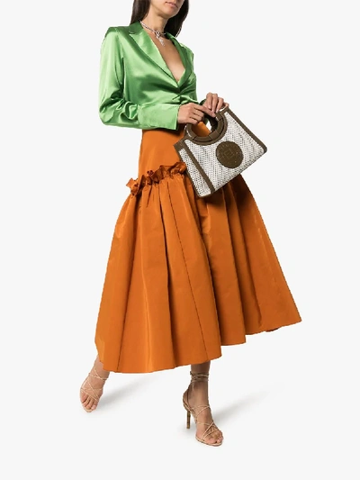 Shop Roksanda Tiered Silk Full Midi Skirt In Orange