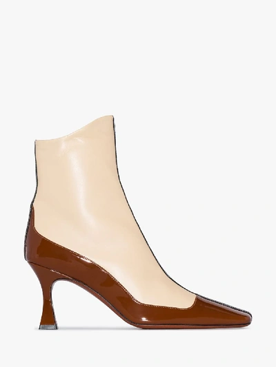 Shop Manu Atelier Beige Duck 80 Patent Leather Boots In Neutral