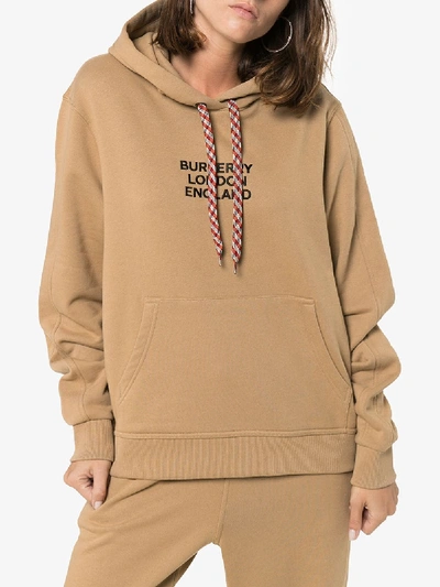 Shop Burberry Poulter Logo Hoodie In Brown