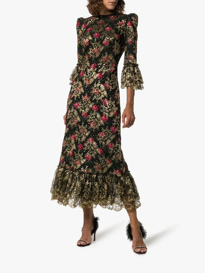 Shop The Vampire's Wife Wild Rose Silk Blend Maxi Dress In Multicoloured