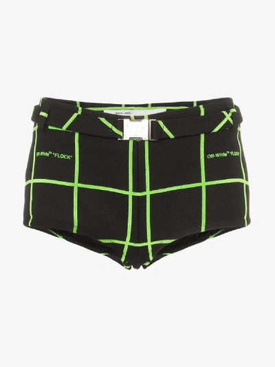 Shop Off-white Neon Checked Micro Shorts In Black