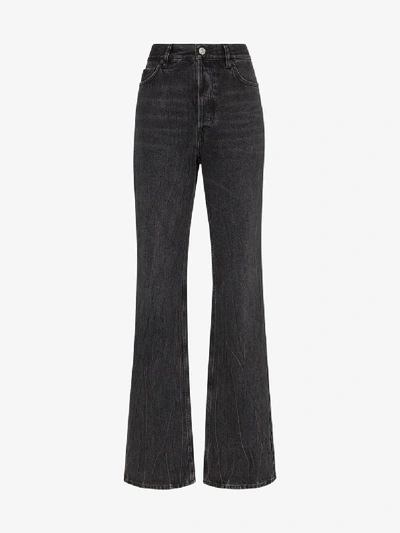 Shop Balenciaga High Waist Flared Jeans In Black