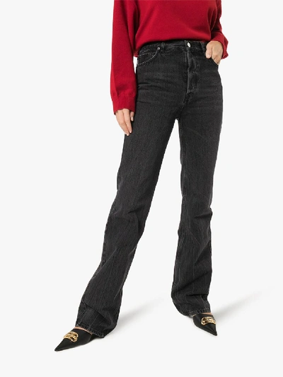 Shop Balenciaga High Waist Flared Jeans In Black