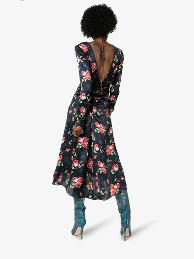 Shop Magda Butrym Crotone Floral Print Silk Dress In Black