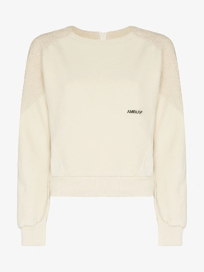 Shop Ambush Logo Print Fleece Sweatshirt In White