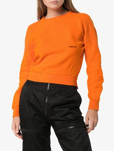 Shop Ambush Logo Print Fleece Sweatshirt In Orange