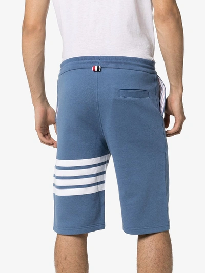 Shop Thom Browne Striped Track Shorts In Blue