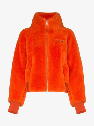 Shop Ambush Embroidered Logo Fleece Jacket In Orange