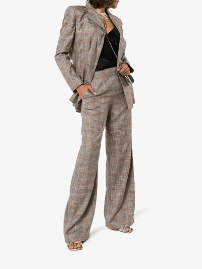 Shop Roland Mouret Tayport Wide Leg Checked Trousers In Pink