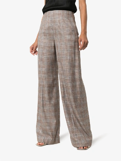 Shop Roland Mouret Tayport Wide Leg Checked Trousers In Pink