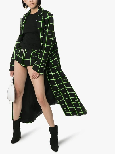Shop Off-white Neon Check Single-breasted Coat In Black