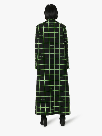 Shop Off-white Neon Check Single-breasted Coat In Black