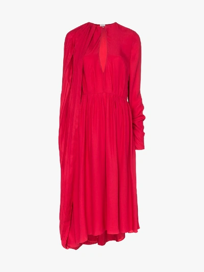 Shop Magda Butrym Vasto Cape Silk Midi Dress In Pink
