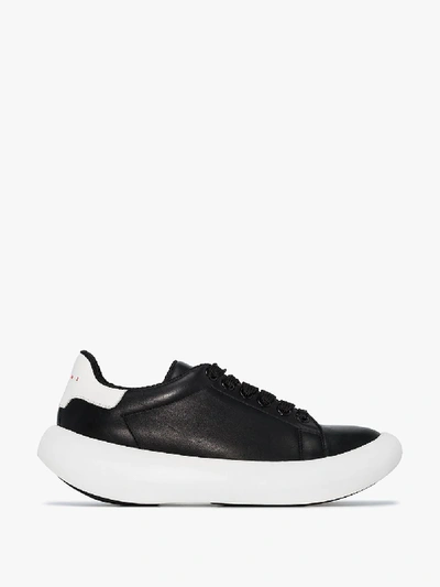 Shop Marni Black Leather Low Top Sneakers