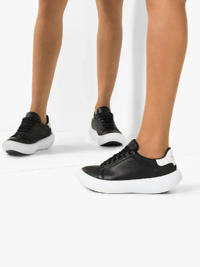 Shop Marni Black Leather Low Top Sneakers