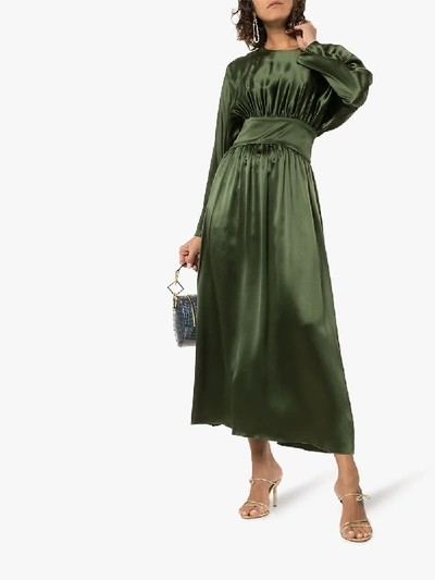 Shop Deitas Hermine Silk Maxi Dress In Green