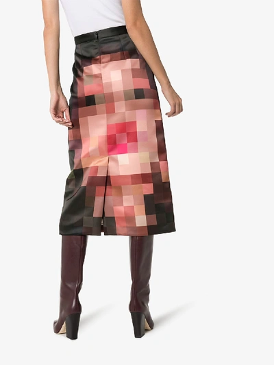 Shop Marni Pixelated Face Print Midi Skirt In Pgc29 Antique Rose
