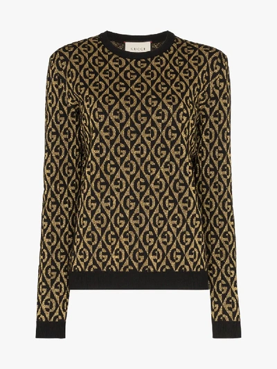 Shop Gucci Diamond Glitter Logo Sweater In Black