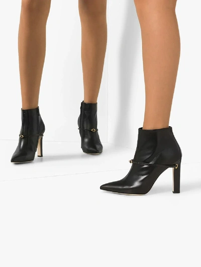 Shop Jennifer Chamandi Black Nico 105 Leather Ankle Boots
