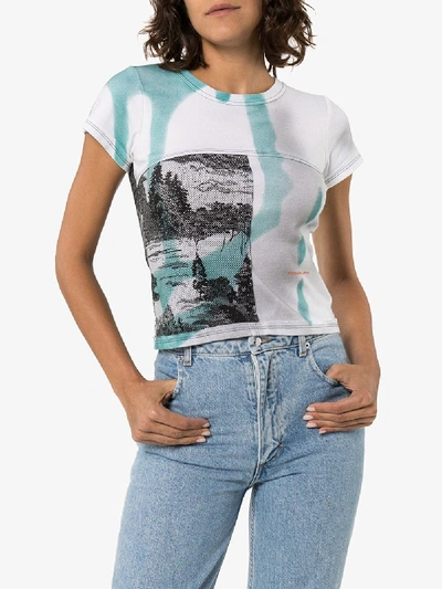Shop Eckhaus Latta Graphic Printed Cropped T-shirt In Multicoloured