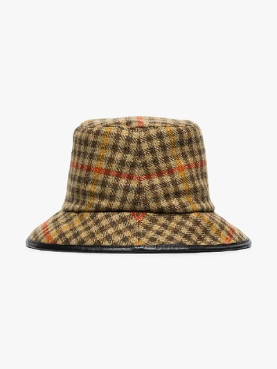 Shop Gucci Brown Check Wool Bucket Hat