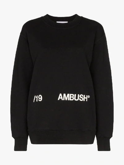 Shop Ambush Logo Print Cotton Sweatshirt In Black