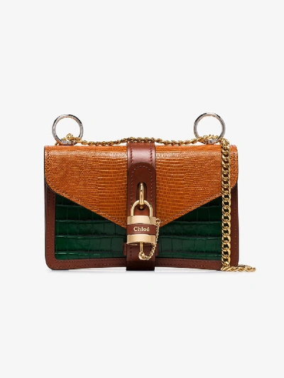 Shop Chloé Multicoloured Aby Chain Shoulder Bag In Brown