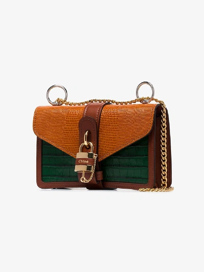 Shop Chloé Multicoloured Aby Chain Shoulder Bag In Brown