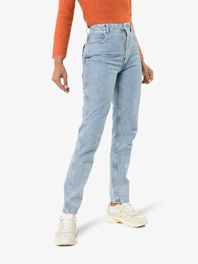 Shop Eckhaus Latta High Waist Straight Leg Jeans In Blue