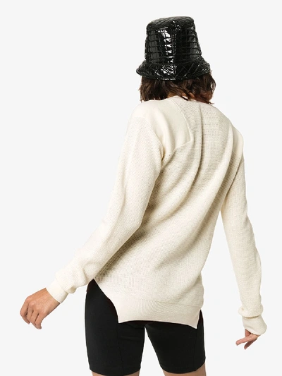 Shop Ambush Waffle Knit Wool Sweater In White