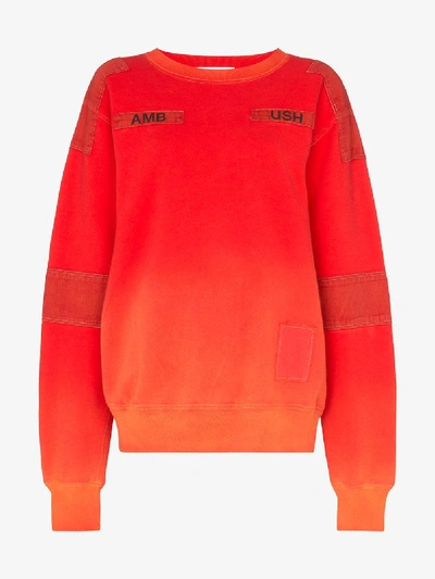 Shop Ambush Bleach Patchwork Sweatshirt In Orange