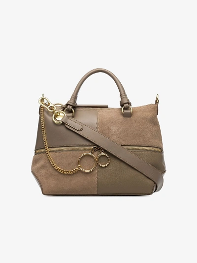 Shop See By Chloé Grey Patchwork Leather Shoulder Bag
