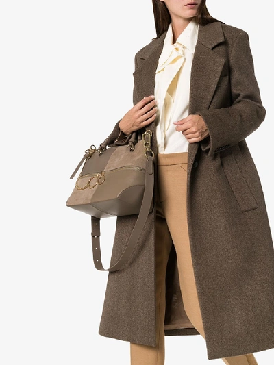 Shop See By Chloé Grey Patchwork Leather Shoulder Bag