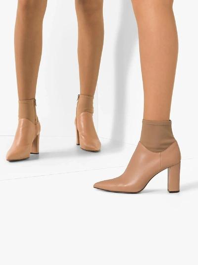 Shop Atp Atelier Beige Enna 85 Ankle Boots In Brown