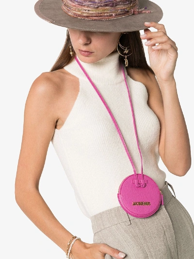Shop Jacquemus Pink Pitchou Round Zip Shoulder Strap Purse
