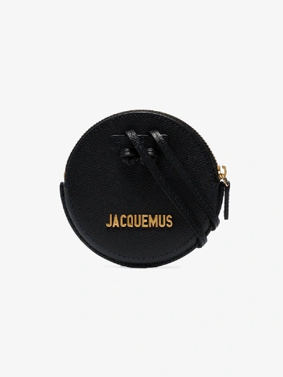 Shop Jacquemus Black Pitchou Round Zip Shoulder Purse
