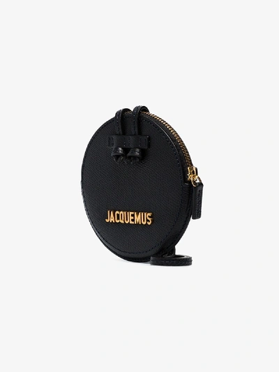 Shop Jacquemus Black Pitchou Round Zip Shoulder Purse