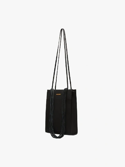 Shop Jacquemus Black Le A4 Leather Tote Bag