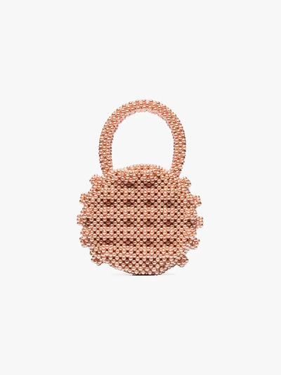 Shop Shrimps Peach Selena Beaded Bracelet Bag In Pink