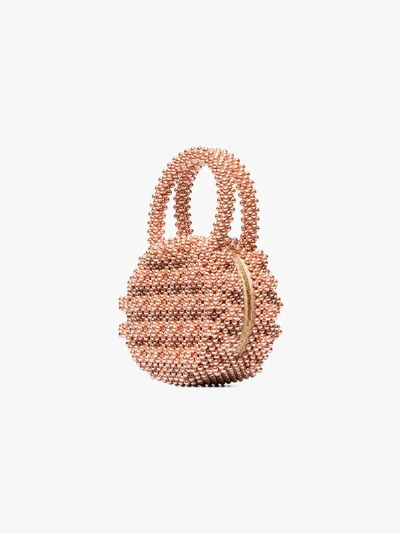 Shop Shrimps Peach Selena Beaded Bracelet Bag In Pink