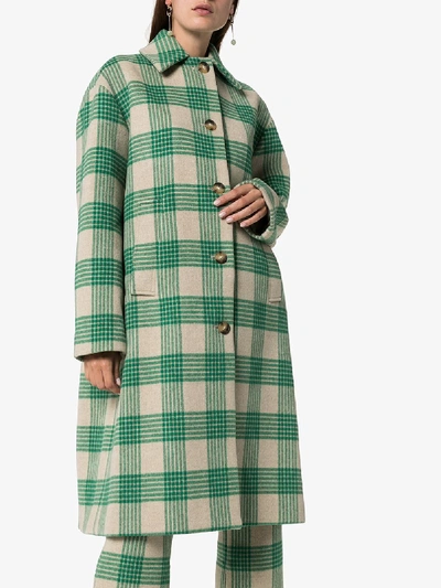 Shop Rejina Pyo Checked Oversized Coat In Green