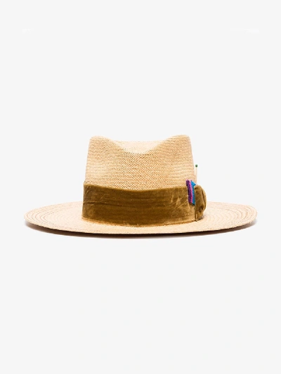 Shop Nick Fouquet Neutral Ribbon Trim Straw Hat In Neutrals