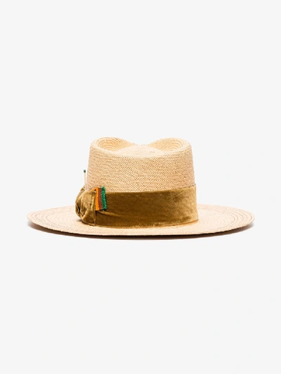 Shop Nick Fouquet Neutral Ribbon Trim Straw Hat In Neutrals
