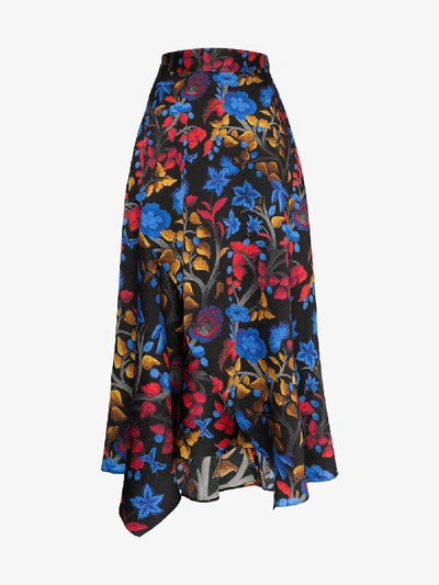 Shop Peter Pilotto Floral Silk Midi Skirt In Multicolour