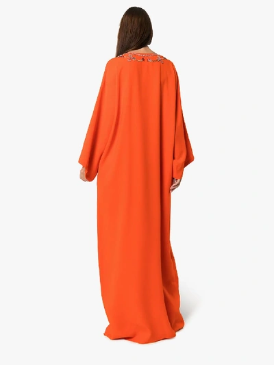 Shop Carolina Herrera Kaftan Silk Maxi Dress In Orange