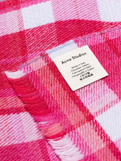 Shop Acne Studios Pink Victoria Check Wool Scarf
