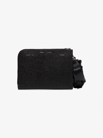 Shop Moncler 2  1952 + Valextra Black Portfolio Clutch Bag